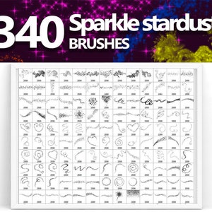 Sparkle stardust Brushes, Golden glitter, Light effect ABR, Glowing particles, Bokeh Overlays, Fairy dust, Trail, Wave, Stars, Shining