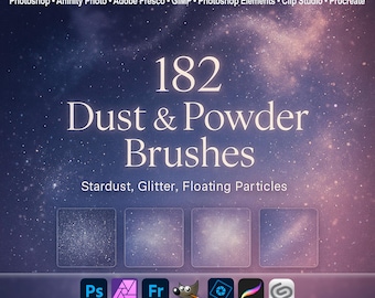 Dust & Powder Overlay Brushes ABR | Stardust, Glitter, Floating Particles for Photoshop, Procreate, GIMP and More