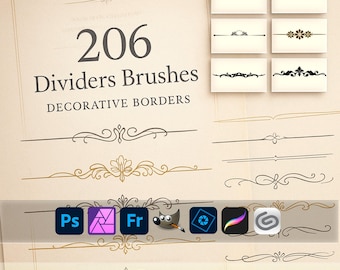 Dividers Brushes – Decorative Borders, Baroque & Calligraphy ABR for Photoshop, GIMP, Procreate, Elements, Adobe Fresco, Affinity Photo
