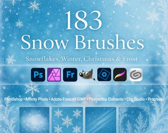 Snow Brushes – Snowflakes, Winter, Christmas & Frost ABR for Photoshop, GIMP, Procreate and More Affinity Photo