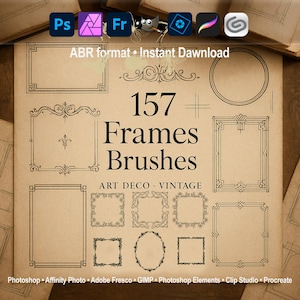 Frames Brushes – Art Deco, Vintage & Decorative Borders ABR for Photoshop, GIMP, Procreate, Vintage, Decorative brushes, Affinity Photo