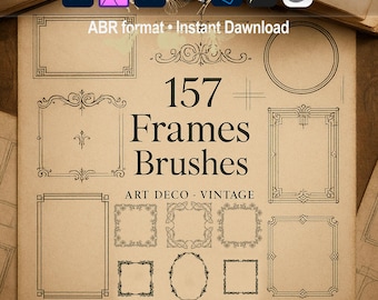 Frames Brushes – Art Deco, Vintage & Decorative Borders ABR for Photoshop, GIMP, Procreate, Vintage, Decorative brushes, Affinity Photo