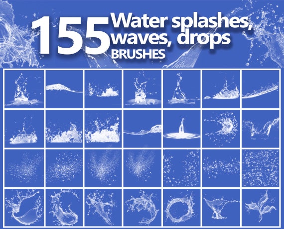 Water Splash Photoshop Brushes Sea Wave Brushes Drops Etsy