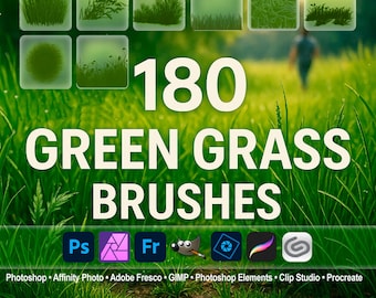 Green Grass Brushes – Nature Texture ABR for Photoshop, Affinity, Clip Studio, Procreate