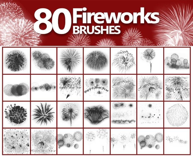Fireworks Brushes ABR, Brushes GIMP, 4th of July, Wedding