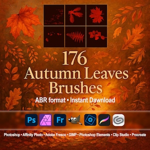 Autumn Leaves Photoshop Brushes | High-Res Falling Foliage ABR for Procreate, GIMP, Affinity, Clip Studio