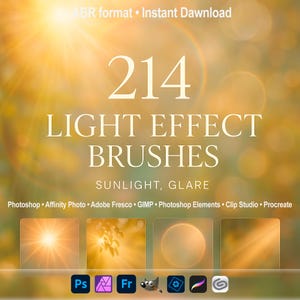 Light Effect Brushes – Sunlight, Glare, Sunrise and Bulb ABR for Photoshop, Procreate, GIMP & More,  Affinity Photo, Clip Studio