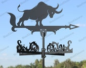 Bull Metal Weathervane for roofs, Weathervane Outdoor, Weathervane Garden, Weathervane Copper, Farm House Decor