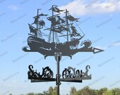 Pirate Ship Metal Weathervane for roofs, Weathervane Outdoor, Weathervane Garden, Weathervane Copper, Farm House Decor, Weathervane cupola