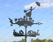 Mary Poppins Metal Weathervane for roofs, Weathervane Outdoor, Weathervane Garden, Weathervane Copper, Farm House Decor, Weathervane cupola