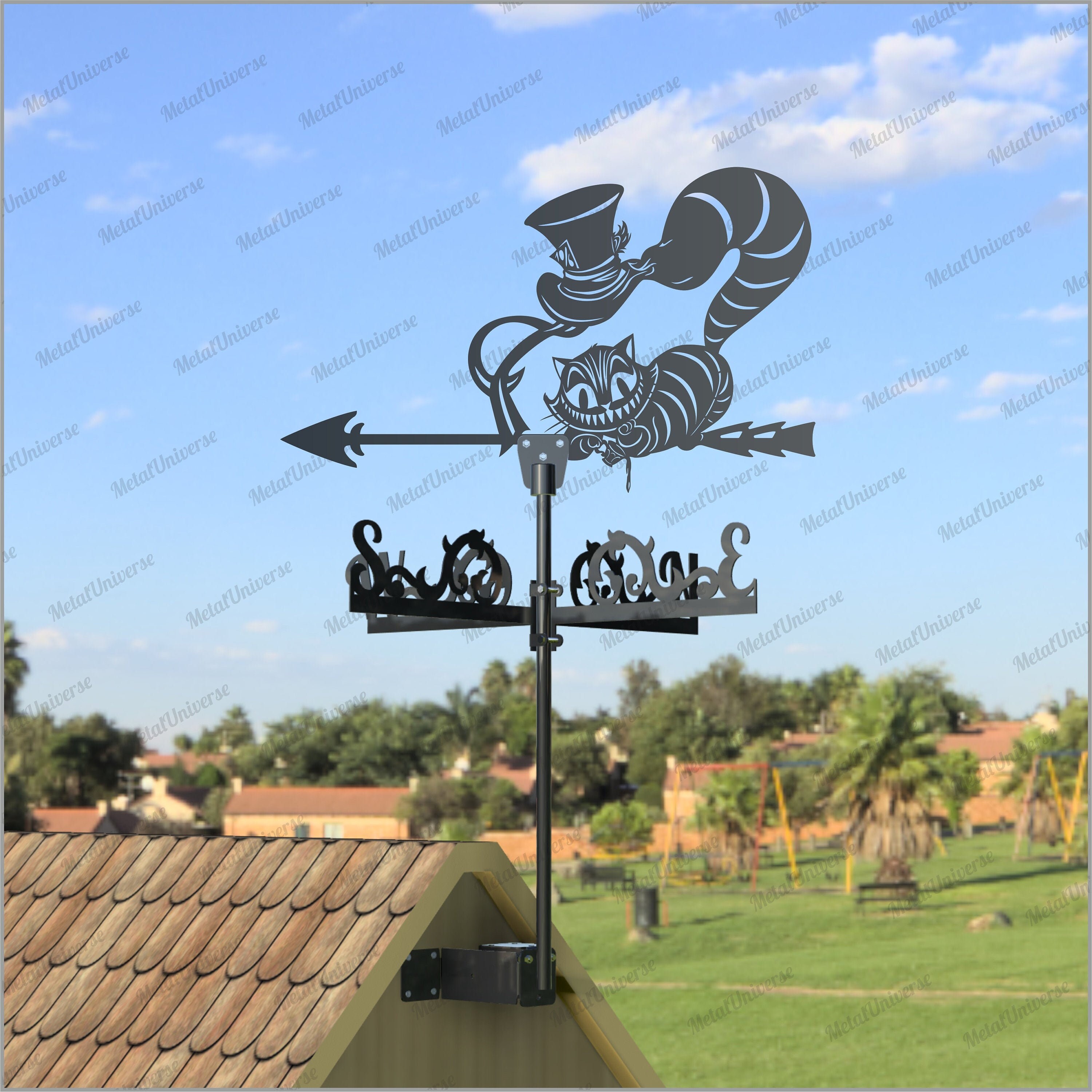 Cheshire Cat Metal Weathervane for roofs Weathervane Outdoor Etsy
