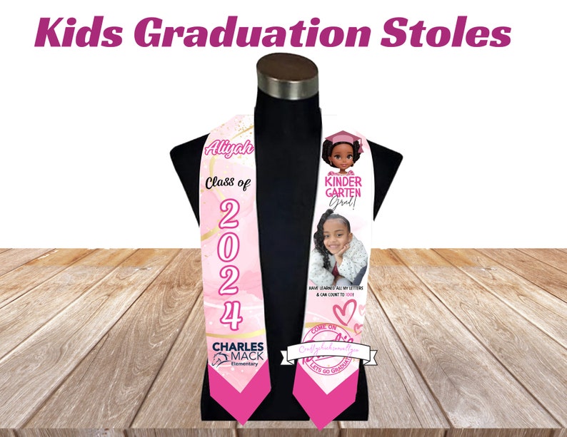 Pre-K Kindergarten Stoles Customized Elementary School Personalized Graduation Stoles image 1