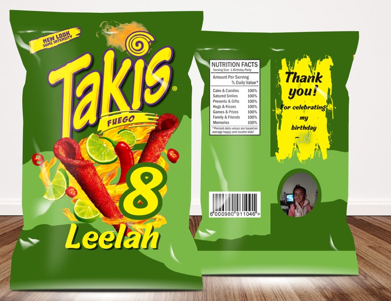 Green Takis Birthday Chip Bag Template Etsy