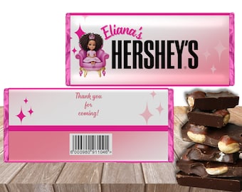 African American chocolate bar wrapper Template party favors editable wrapper birthday template.