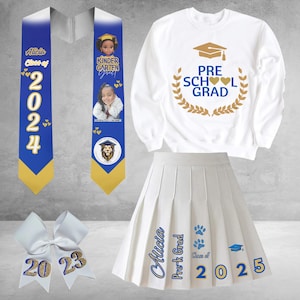 Custom Graduation Set; Girls Graduation Outfit; Pleated Skirt Set; Graduation Pic; Pre-K Grad; Kindergarten Grad; 2024 Grad