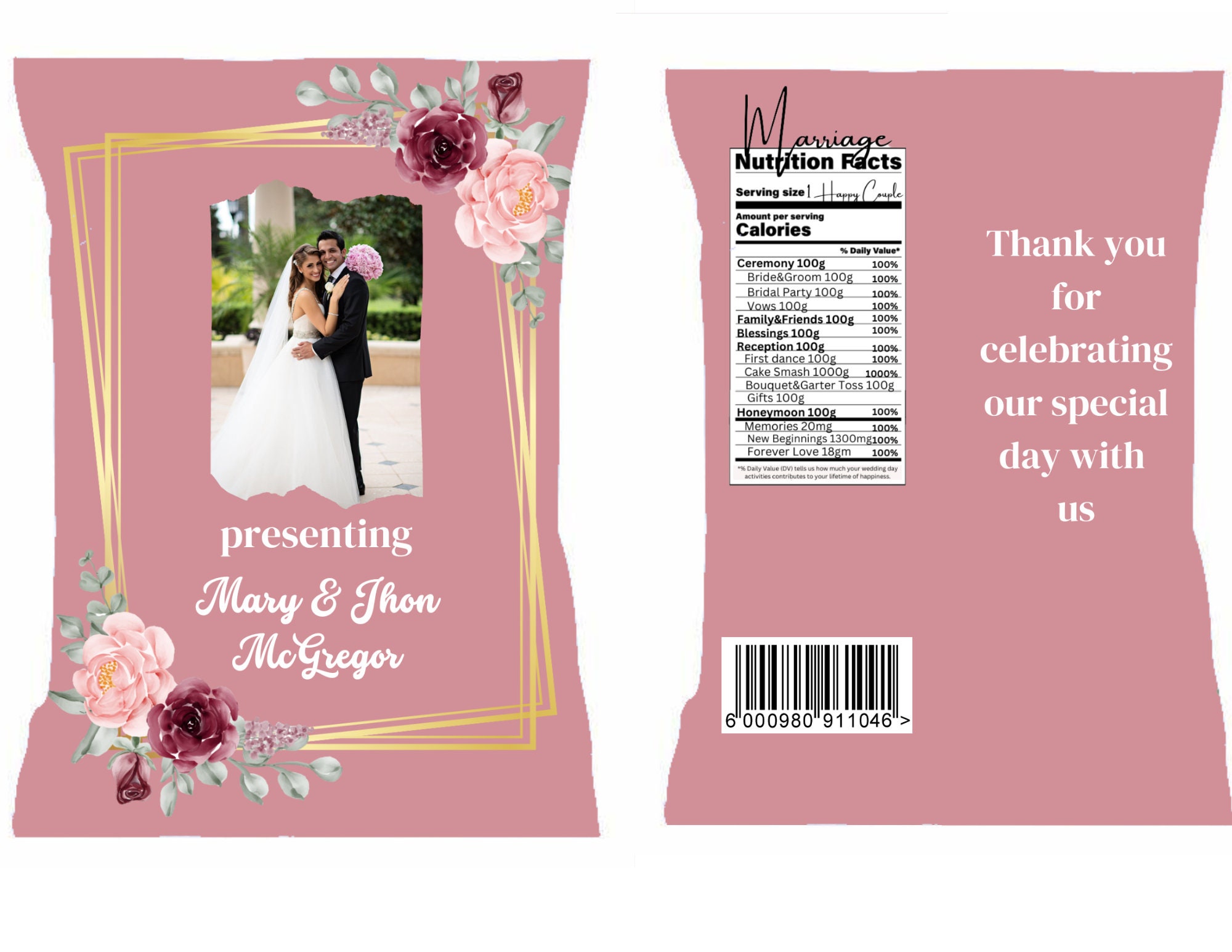 Wedding Chip Bags Editable Template Etsy