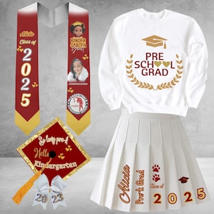 Custom Graduation Set; Girls Graduation Outfit; Pleated Skirt Set; Graduation Pic; Pre-K Grad; Kindergarten Grad; 2024 Grad