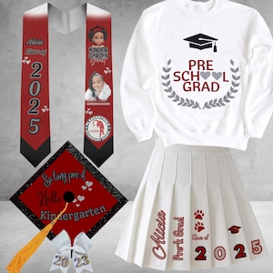 Custom Graduation Set; Girls Graduation Outfit; Pleated Skirt Set; Graduation Pic; Pre-K Grad; Kindergarten Grad; 2024 Grad