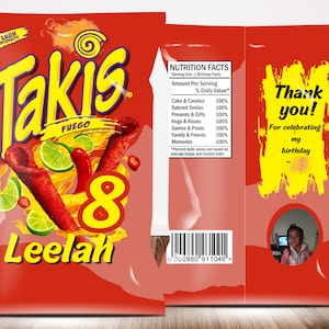 Red Takis birthday chip template