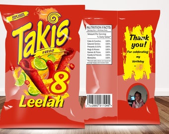 Plantilla de chip de cumpleaños de Takis rojos