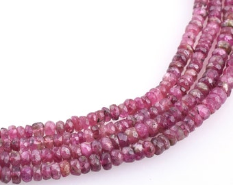Natural Bio Pink Tourmaline, Tourmaline Beads, Pink Tourmaline Faceted Beads, Pink Tourmaline Rondelle Beads, Tourmaline Faceted Beads 3-4mm
