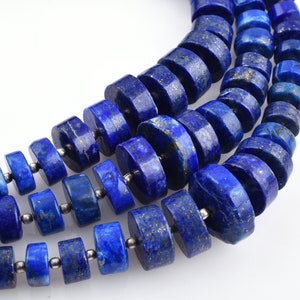 Contas de pneu cabochão de lápis-lazúli natural, contas lisas de lápis-lazúli, contas de lápis-lazúli, contas de roda de lápis-lazúli, lápis-lazúli de 16 polegadas