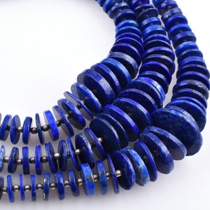 Contas de pneu cabochão de lápis-lazúli natural, contas lisas de lápis-lazúli, contas de lápis-lazúli, contas de roda de lápis-lazúli, lápis-lazúli de 16 polegadas