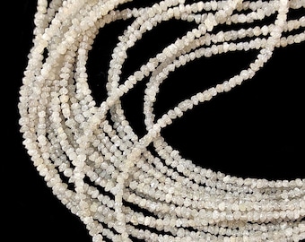 Natural White Diamond Rough Beads, Genuine Raw Diamond Beads, Diamond Uncut Loose Beads Strand, AAA White Diamond Jewelry Beads Wholesale