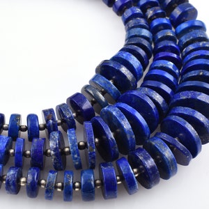 Contas de pneu cabochão de lápis-lazúli natural, contas lisas de lápis-lazúli, contas de lápis-lazúli, contas de roda de lápis-lazúli, lápis-lazúli de 16 polegadas