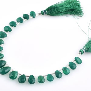 Natural Green Onyx Faceted Pear Shape Briolettes Beads, Green Onyx Briolette Beads, Onyx Briolette Beads, Onyx Pear Shape Beads