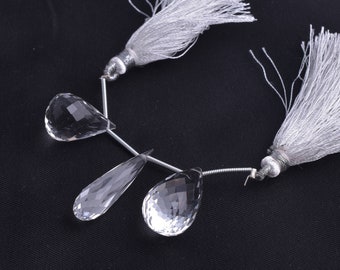 Erstaunliche schöne Qualität natürliche klare Kristall Quarz Teardrop Form facettierte lose Perlen, 1 Strang für die Schmuckherstellung, 3 Stk