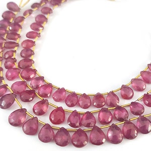 Ruby Pear Briolette Beads, Ruby Briolette, Faceted Pear Briolette, 7x9mm-8x10mm,Stunning Colour Beads, Glass Field Ruby,Ruby Faceted Beads