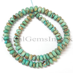 TURQUOISE, Amazing 100% Natural Turquoise Smooth Rondelle Beads, Turquoise Beads, Turquoise Gemstone Beads, Strand, Jewelry Making Beads,16&quot;