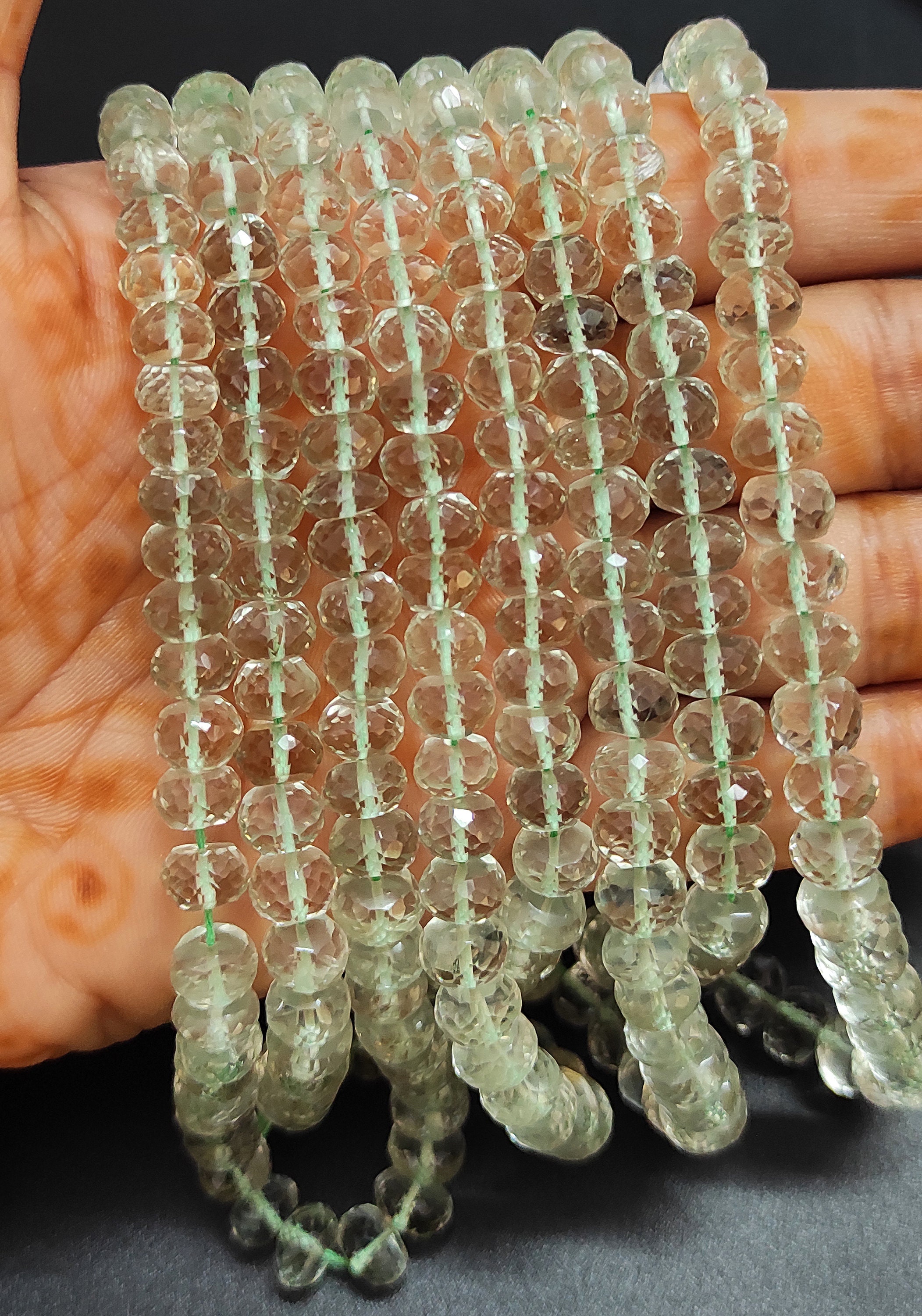 グリーンアメジスト（プラシオライト） スムースボタン（ロンデル） 25ss Rain-雨音- Collection\u2016ANAM gems（アナムジェムズ