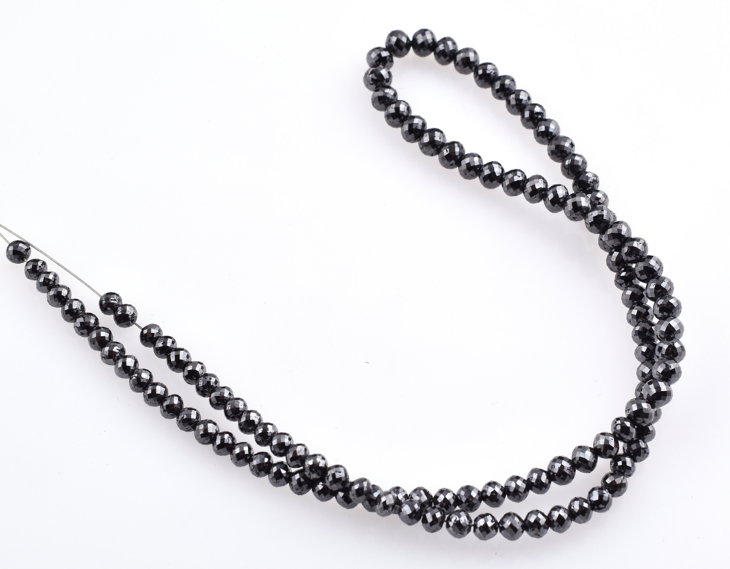 3.54.5mm Sparkling Faceted Black Diamond Beads Black Diamond Etsy