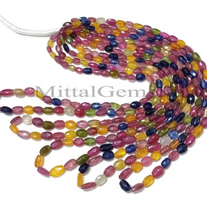 Multi sapphire Faceted Oval Shape Beads, Multi Sapphire Ovals, Gemstone Beads, Multi Sapphire faceted Beads, Multi Sapphire Beads