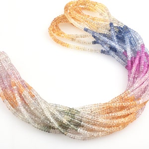 AAA+Natural Multi Sapphire Faceted Rondelle Beads,Multi Sapphire Beads,Multi Sapphire Faceted Beads,Multi Sapphire Rondelle,Faceted Bead,20"