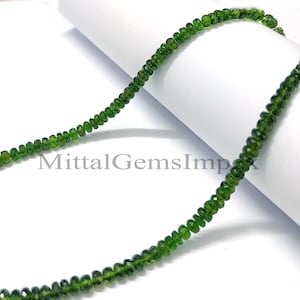 AAA Chrome Diopside Faceted Beads, Natural Chrome Diopside Beads, 4-6mm Chrome Diopside Rondelle Beads, Chrome Diopside Gemstone Beads
