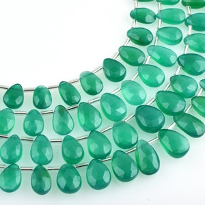 Natural Green Onyx Faceted Pear Shape Briolettes Beads, Green Onyx Briolette Beads, Onyx Briolette Beads, Onyx Pear Shape Beads