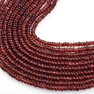 16 inch Natural Mozambique Garnet Smooth Rondelle Beads, Garnet Plain Beads, Garnet Rondelles Beads,3.5-4.5mm Garnet Beads,Garnet Rondelle