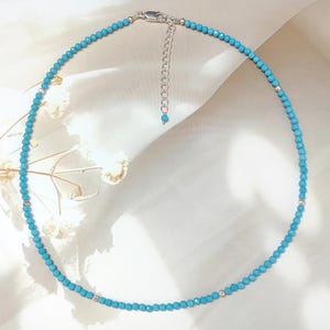 TURQUOISE NECKLACE, December birthstone, Sagittarius Capricorn, gift for her, dainty layering necklace, 3.30mm,16inch,Turquoise Necklace