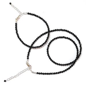 BLACK TOURMALINE, Natural Faceted Round Beads Bracelet and Necklace Set, Tourmaline, Jewelry, Bracelet, Necklace, Gift for her, Mother&#39;s Day