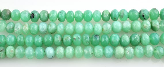 16 inches, Natural Super Quality Chrysoprase Faceted Rondelle