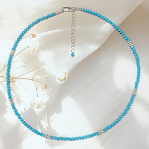 TURQUOISE NECKLACE, December birthstone, Sagittarius Capricorn, gift for her, dainty layering necklace, 3.30mm,16inch,Turquoise Necklace