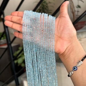 Natural Sky Blue Topaz Faceted Rondelle Gemstone Beads, Sky BT, Topaz Faceted Beads, Sky Topaz 13inch Use in Jewelry, Necklaces, Bracelets