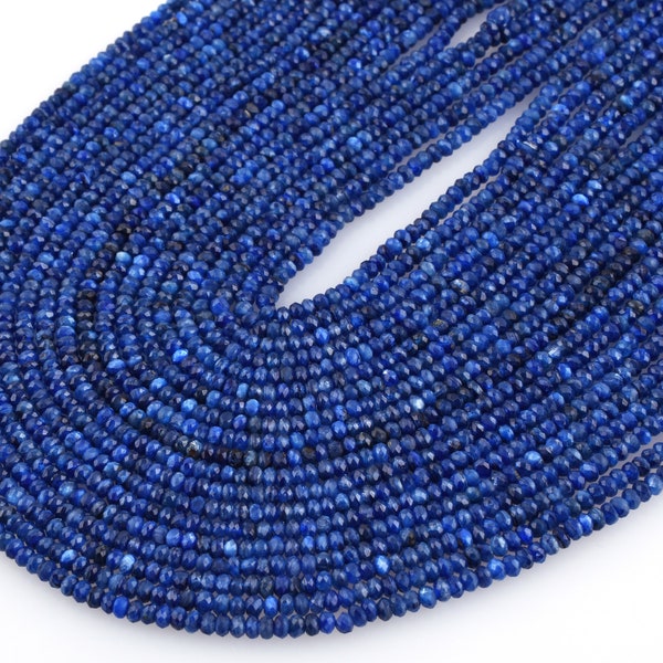 Natural 2x4mm Faceted Blue Ink Kyanite Rondelle Gemstone Loose Natural 2x4mm Faceted Blue Ink Kyanite Rondelle Gemstone Loose