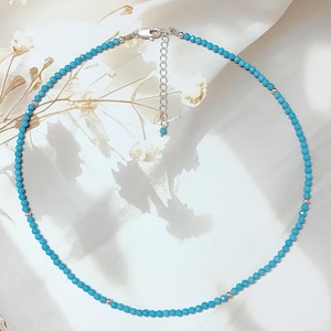 TURQUOISE NECKLACE, December birthstone, Sagittarius Capricorn, gift for her, dainty layering necklace, 3.30mm,16inch,Turquoise Necklace