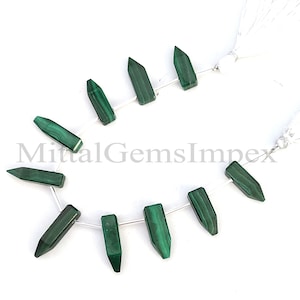 Natural Malachite Smooth Fancy Shape Side Drilled Beads, Malachite Fancy Shape Beads, Malachite Beads, fancy Beads, 7inch,Briolette Beads
