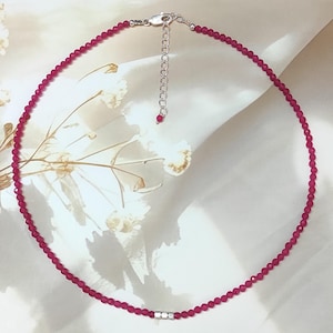 Amazing Hot Pink Jade Faceted Round Beads Necklace, Dainty Necklace for Women, Ready to wear, Necklace, 3.30mm, 16inch, Hot Pink Jade