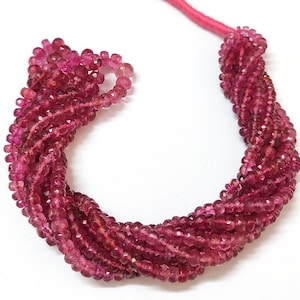 Natural Rubellite Pink Tourmaline Faceted Rondelle beads, AAA Superb Quality, Amazing Color Rubellite Faceted beads, Rubellite, 16inch
